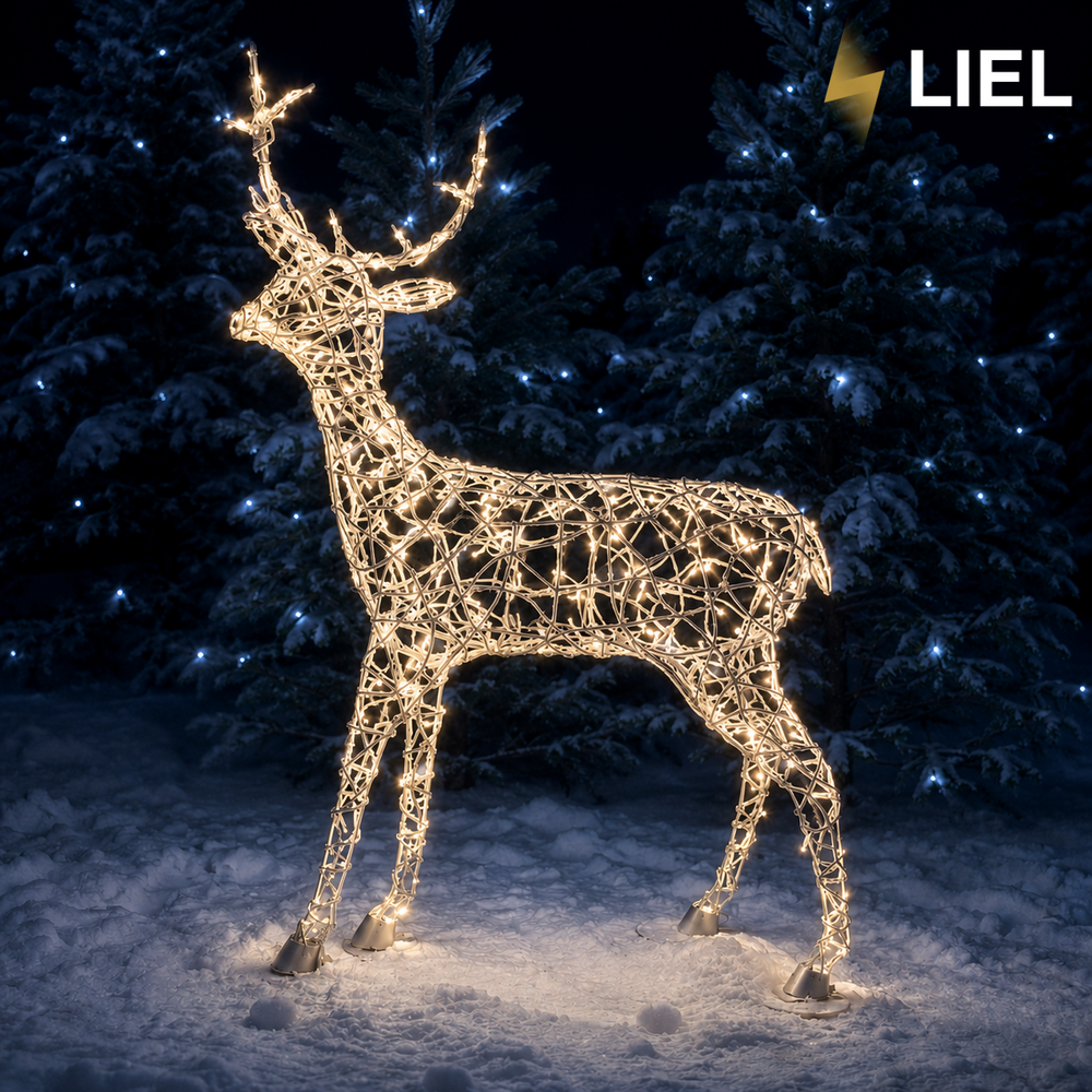 Новогодний световой олень LIEL 3D, 200 LED, 170 см, холодный цвет свечения, IP67, декоративная светодиодная фигура для улицы, арт. G-0012