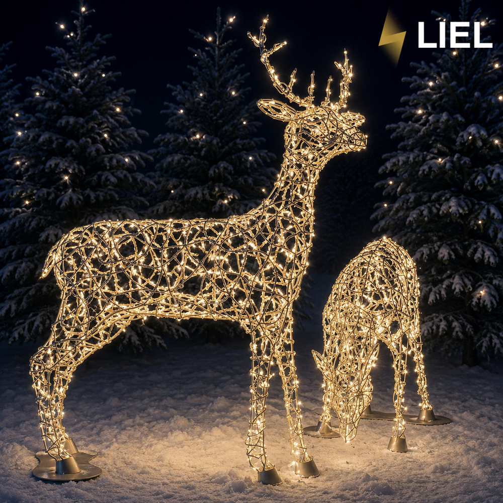 Новогодний световой олень LIEL 3D, 200 LED, 170 см, холодный цвет свечения, IP67, декоративная светодиодная фигура для улицы, арт. G-0012