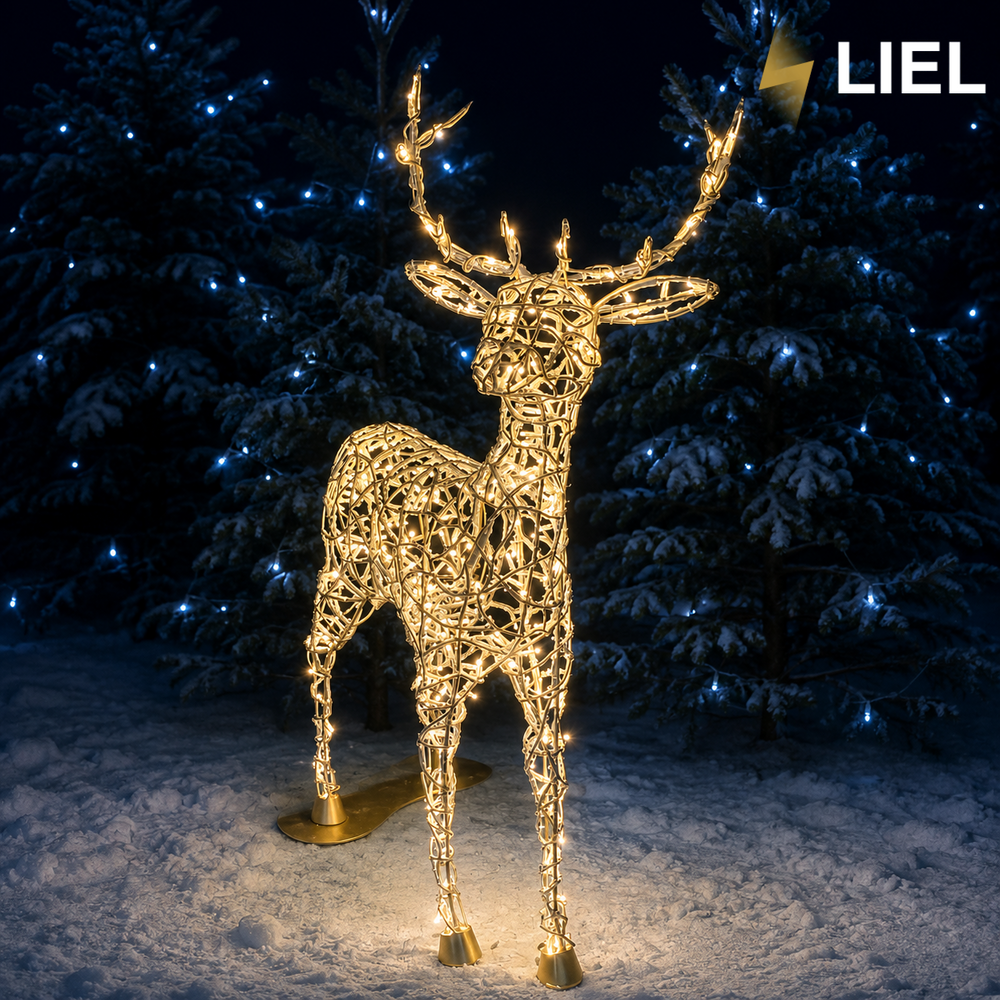 Новогодний световой олень LIEL 3D, 200 LED, 170 см, холодный цвет свечения, IP67, декоративная светодиодная фигура для улицы, арт. G-0012