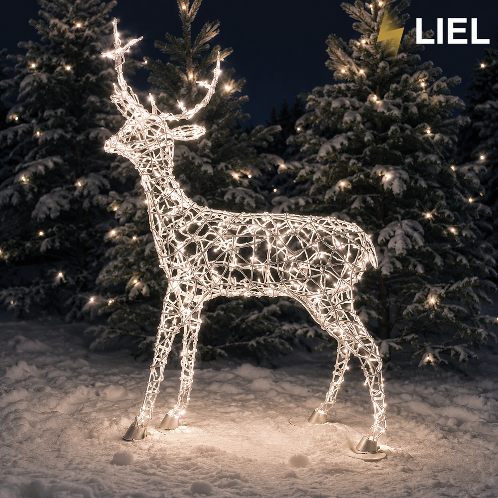 Новогодний световой олень LIEL 3D, 200 LED, 170 см, холодный цвет свечения, IP67, декоративная светодиодная фигура для улицы, арт. G-0012