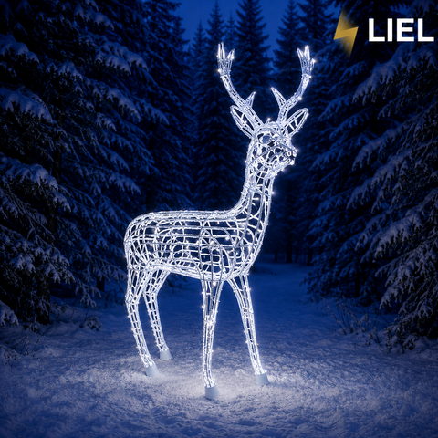 Новогодний световой олень LIEL 3D, 200 LED, 170 см, холодный цвет свечения, IP67, декоративная светодиодная фигура для улицы, арт. G-0007