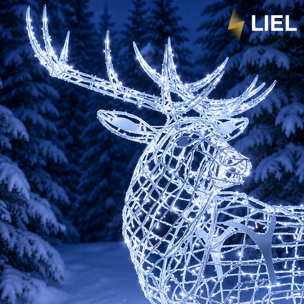 Новорічний світловий олень LIEL 3D, 400 LED, 260 см, холодний колір світіння, IP67, декоративна світлодіодна фігура для вулиці, арт. G-0013