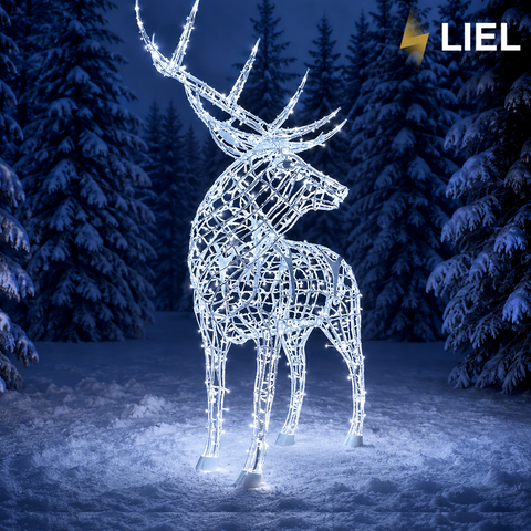 Новогодний световой олень LIEL 3D, 400 LED, 260 см, холодный цвет свечения, IP67, декоративная светодиодная фигура для улицы, арт. G-0013