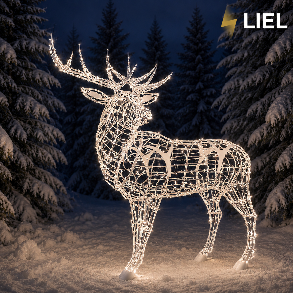 Новогодний световой олень LIEL 3D, 400 LED, 2600 см, теплый белый цвет свечения, IP67, декоративная светодиодная фигура для улицы, арт. G-0014