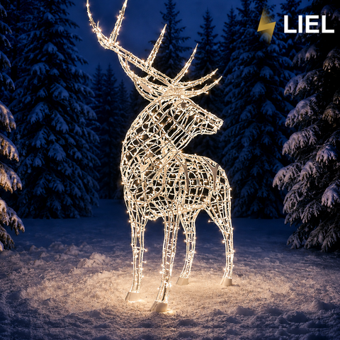 Новогодний световой олень LIEL 3D, 400 LED, 2600 см, теплый белый цвет свечения, IP67, декоративная светодиодная фигура для улицы, арт. G-0014